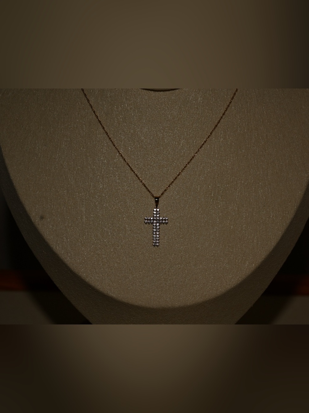 Gold Chain Cross Pendant Necklace with Clear Stones - Women Jewelry gold 14k